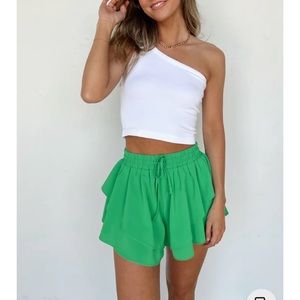 Vestique Sweet Treat Ruffled Shorts in Green